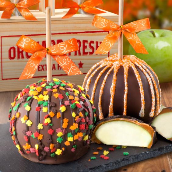 Fall for Chocolate Covered Caramel Apples Pair in a Wooden Gift Crate ...