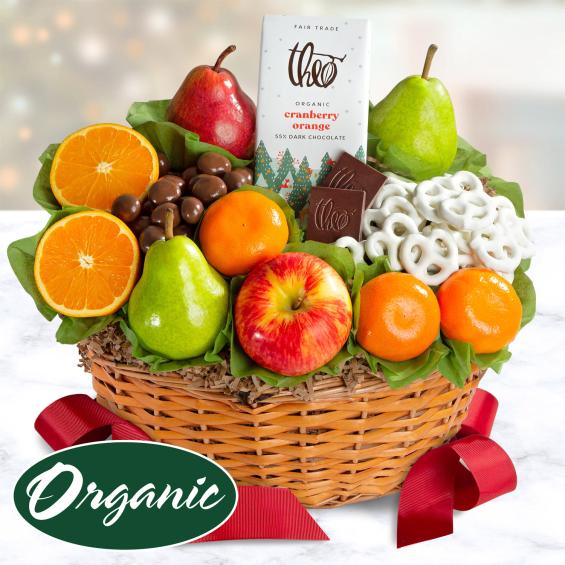 Organic Fruit And Gourmet Holiday Gift Basket - Ra4012 - A Gift Inside