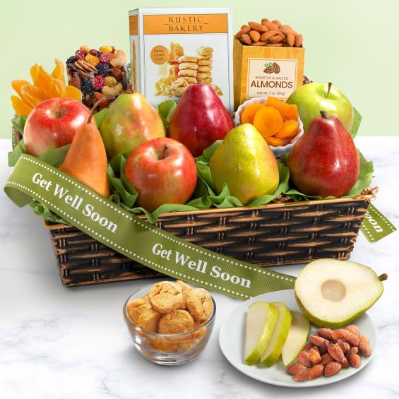 AP8019G, Get Well Soon Classic Fruit and Gourmet Gift Basket