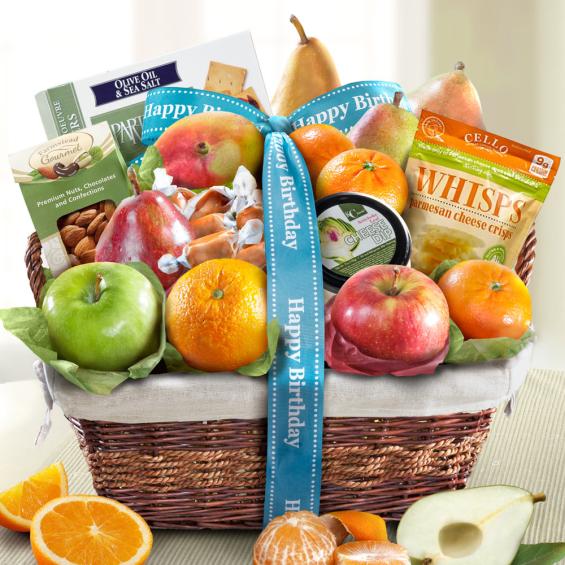 Happy Birthday Deluxe Fruit Basket AA4101B A Gift Inside