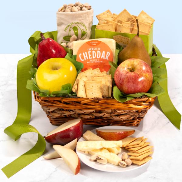 Fruit, Nut & Cheese Gift Basket AA4028, Fruit, Nut & Cheese Gift Basket