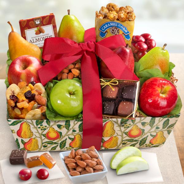 Golden State Fruit Cesta de regalo chocolate clásico, dulces y crujientes  de las fiestas