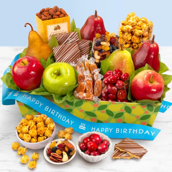 Happy Birthday Orchard Delight Fruit and Gourmet Basket AA4094B, Happy Birthday Orchard Delight Fruit and Gourmet Basket