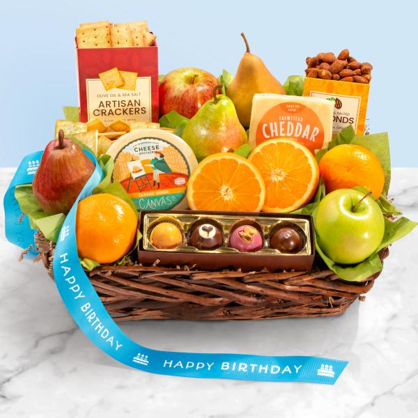 Happy Birthday Deluxe Fruit Basket AA4101B, Happy Birthday Deluxe Fruit Basket