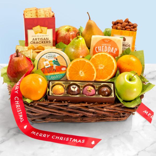 Merry Christmas Classic Deluxe Fruit Basket AA4101X, Merry Christmas Classic Deluxe Fruit Basket