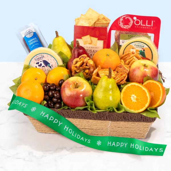Happy Holidays Sweet & Savory Farmstead Gift Basket AA4102H, Happy Holidays Sweet & Savory Farmstead Gift Basket