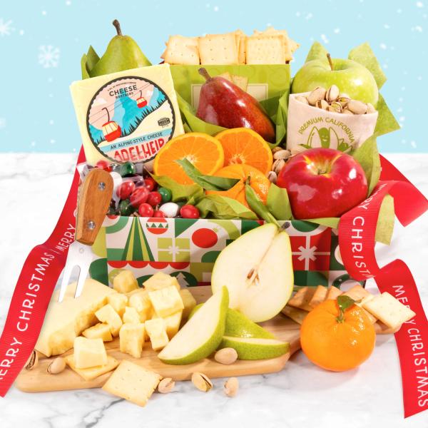 Christmas Fruit & Cheese Gift Basket AA4127X, Christmas Fruit & Cheese Gift Basket