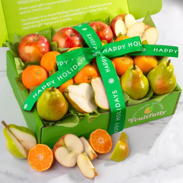 Happy Holidays Fruitfully Trio Fruit Gift Box AB2023H, Happy Holidays Fruitfully Trio Fruit Gift Box