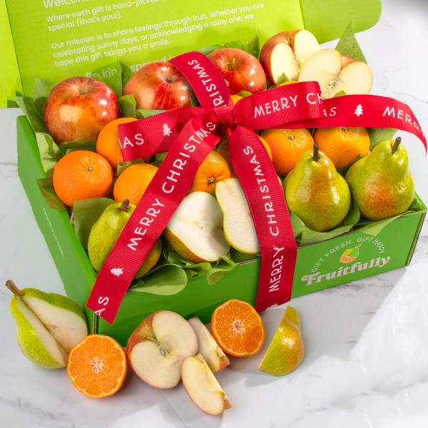 Merry Christmas Fruitfully Trio Fruit Gift Box AB2023X, Merry Christmas Fruitfully Trio Fruit Gift Box