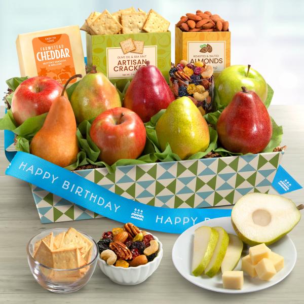 Happy Birthday Classic Fruit and Gourmet Gift Basket AP8019B, Happy Birthday Classic Fruit and Gourmet Gift Basket