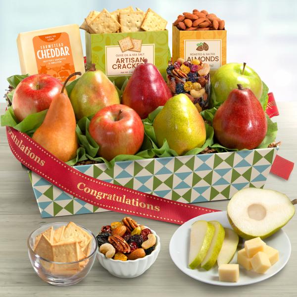 Congratulations Classic Fruit and Gourmet Gift Basket AP8019C, Congratulations Classic Fruit and Gourmet Gift Basket