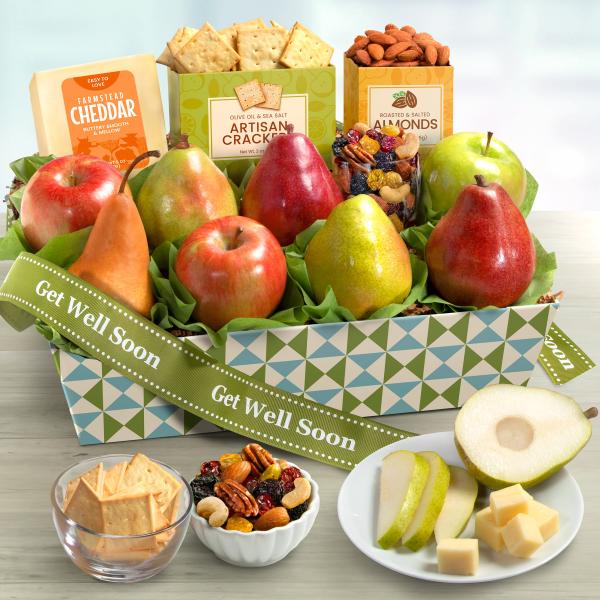 AP8019G, Get Well Soon Classic Fruit and Gourmet Gift Basket