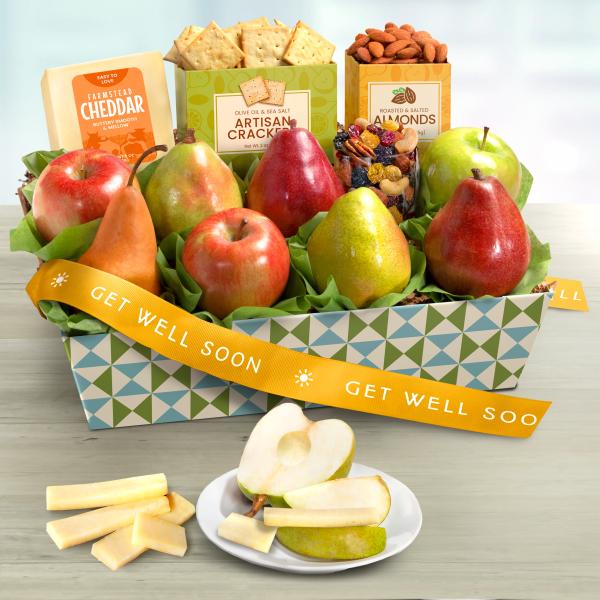 AP8019G, Get Well Soon Classic Fruit and Gourmet Gift Basket