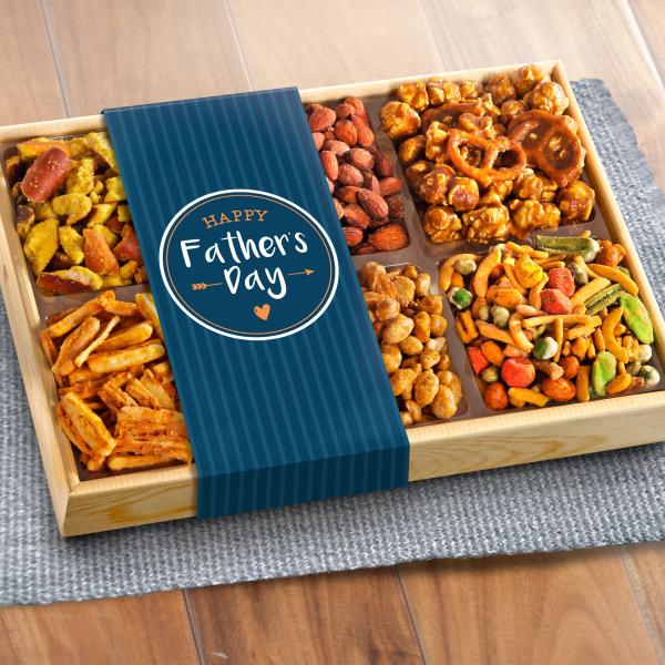 AP8029F, Father's Day Crunch 'n Munch Snack & Nut Variety Tray Gift Box