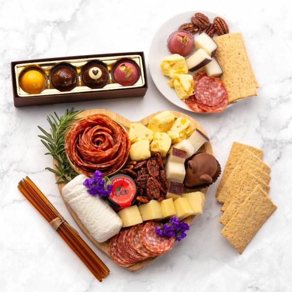 Heart Charcuterie Board with Meat, Cheeses, Chocolates, Snacks CH5000, Heart Charcuterie Board with Meat, Cheeses, Chocolates, Snacks