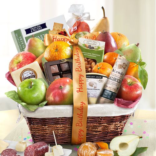 Happy Birthday Abundance Classic Fruit Basket - AA4102B - A Gift Inside