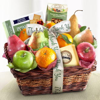 Thank You Fruit Basket with Cheese and Nuts - AP8019T - A Gift Inside